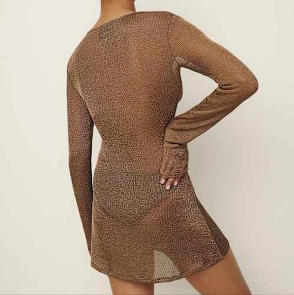 Reformation Ivanna Knit Dress in Metallic Brown size M NWT - Picture 3 of 13